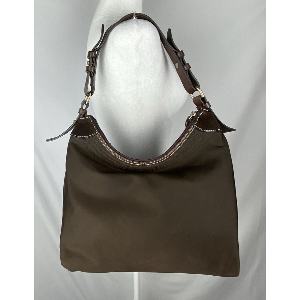 Dooney & Bourke Erica Hobo Bag Shoulder Tote Dark brown Nylon Leather Strap - Picture 8 of 16